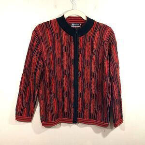 Vintage Purely Australian Mens Wool 3D Knit Full Zip Cardigan XXL Orange 90s